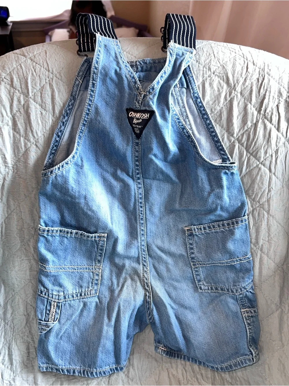 OshKosh B’gosh Denim Shortalls Overalls Toddler 3T Classic Blue